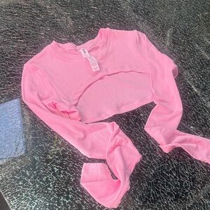 Popflex Releve Ribbed Shrug. Bubblegum pink. Size S